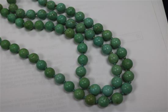 A collection of hardstone bead necklaces,